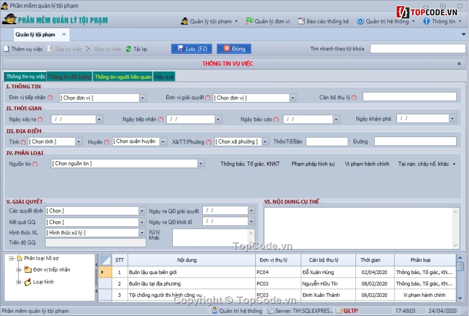 Code Quản lý tội phạm C#,Phần mềm quản lý tội phạm C#,code C# quản lý tội phạm